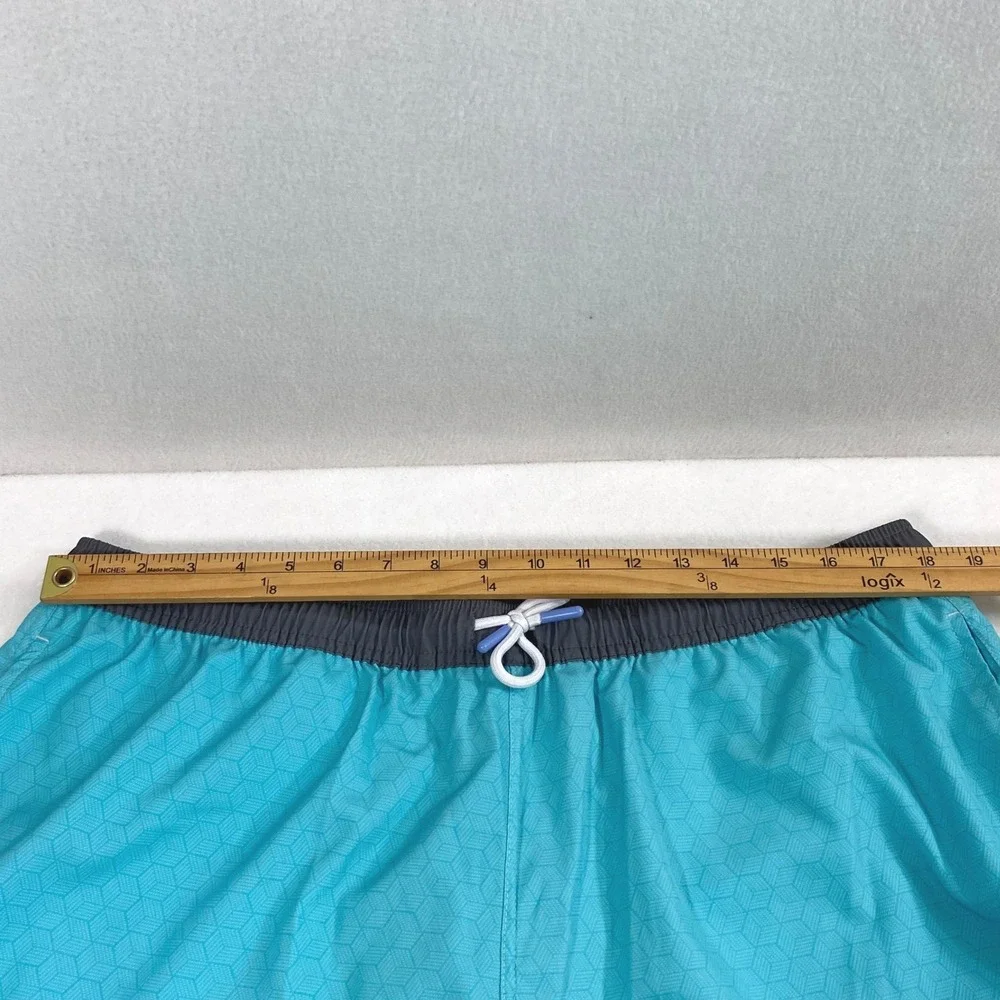 SSCO‎ Swim Shorts Mens 2X Turquoise Geometric Honeycomb 5.5